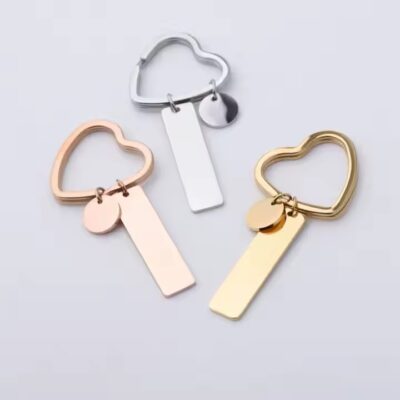 Blank Heart-Shaped Stainless Steel Keychain for Custom Engraving