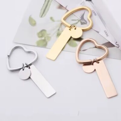 Blank Heart-Shaped Stainless Steel Keychain for Custom Engraving