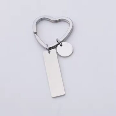 Blank Heart-Shaped Stainless Steel Keychain for Custom Engraving