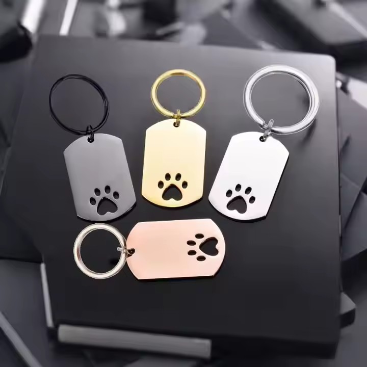 Hollow Paw DIY Blank Metal Keychain for Laser Engraving