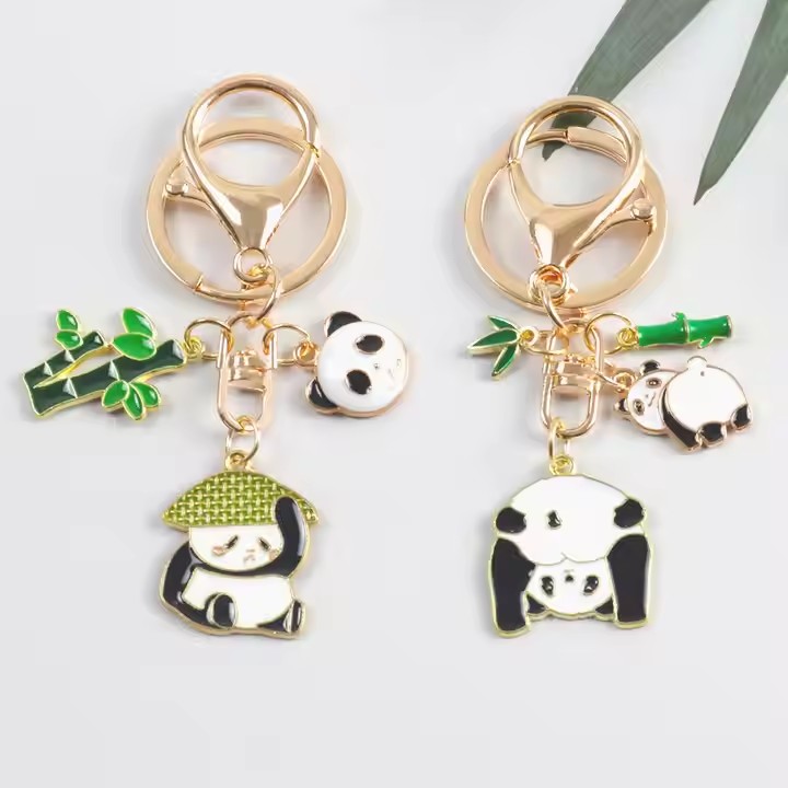 Custom Enamel Panda Metal Keychain for Promotions