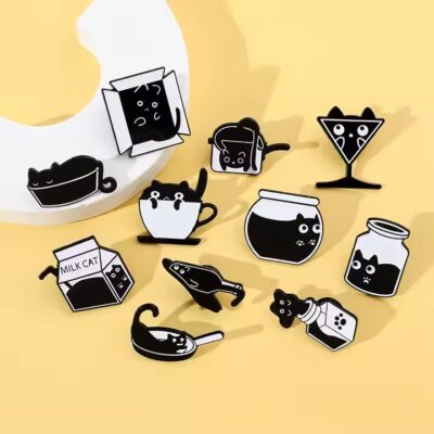 Cute cartoon metal lapel pin with colorful enamel design