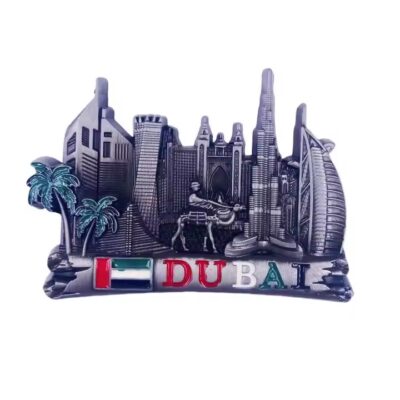 Custom 3D Dubai metal fridge magnet with Burj Khalifa and skyline