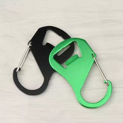 Custom carabiner bottle opener with metal finish