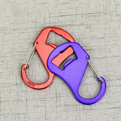 Custom carabiner bottle opener with metal finish