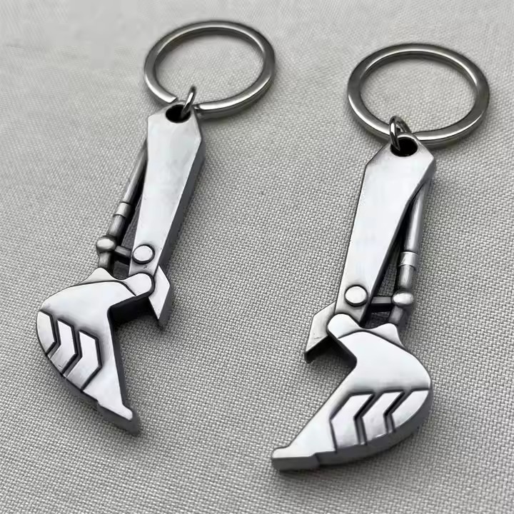 Custom excavator hook keychain metal bottle opener with logo