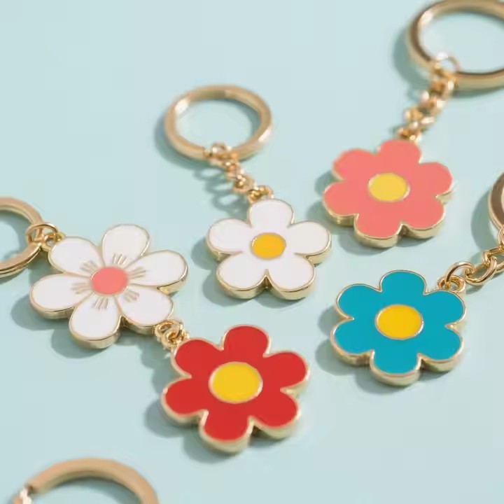 Custom Floral Stainless Steel Keychain for Gifts