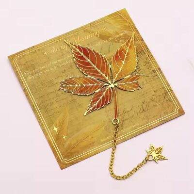 Gold-plated metal butterfly bookmark with colorful enamel design