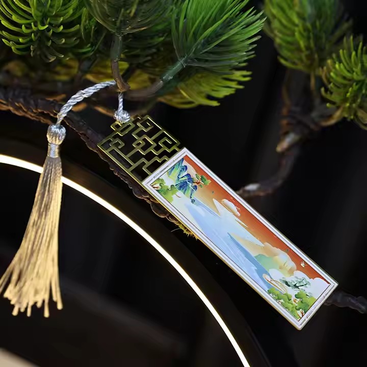 Shiny unique metal bookmark with elegant decorative finish