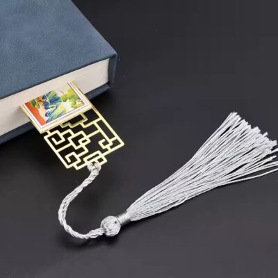Shiny unique metal bookmark with elegant decorative finish

