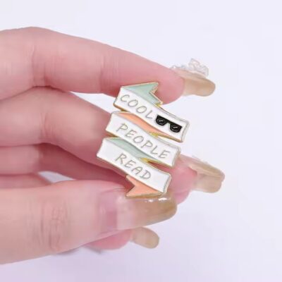 Cute enamel metal pin for book lovers with custom design