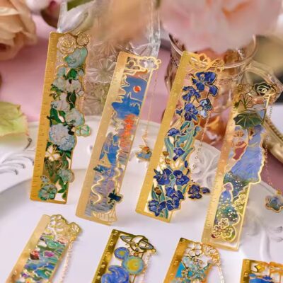 Colorful metal ruler bookmark with creative design