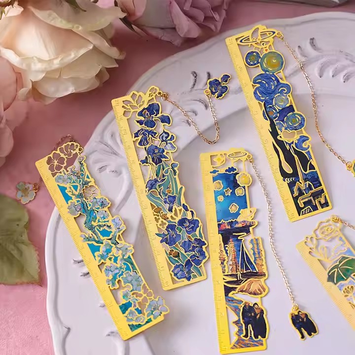 Colorful metal ruler bookmark with creative design