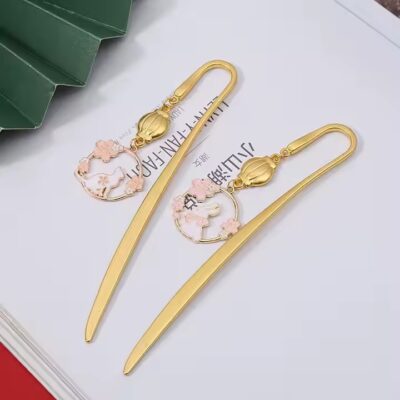Custom folk art metal bookmark with intricate design