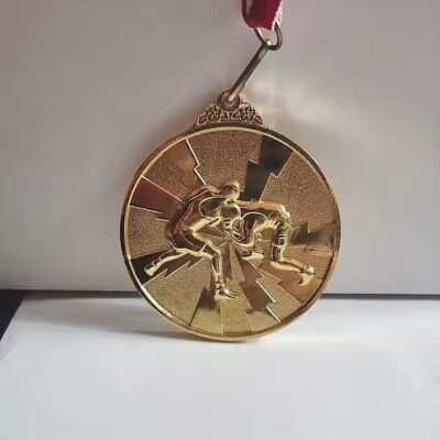 3D Custom Roman Wrestling Medal in Gold Silver Bronze