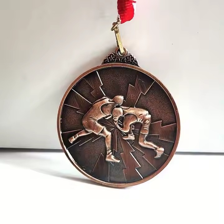 3D Custom Roman Wrestling Medal in Gold Silver Bronze