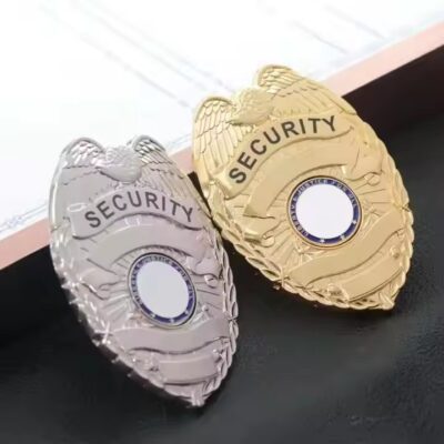 Custom luxury embossed metal badge – premium logo pin for uniforms and events