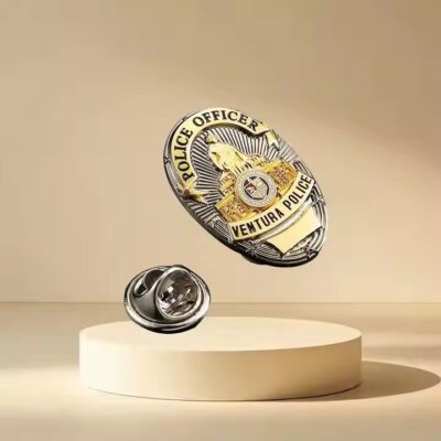 Custom luxury embossed metal badge – premium logo pin for uniforms and events