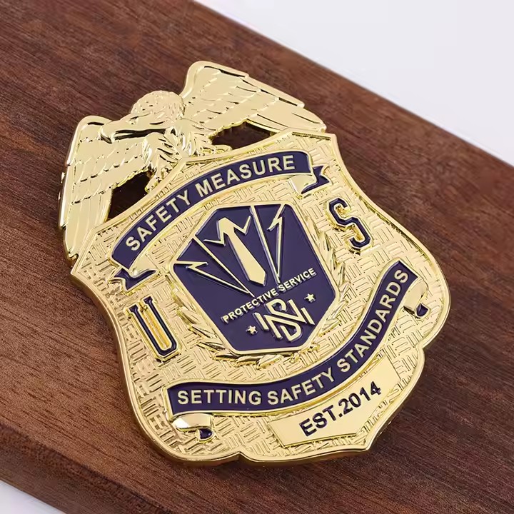 Custom luxury embossed metal badge – premium logo pin for uniforms and events
