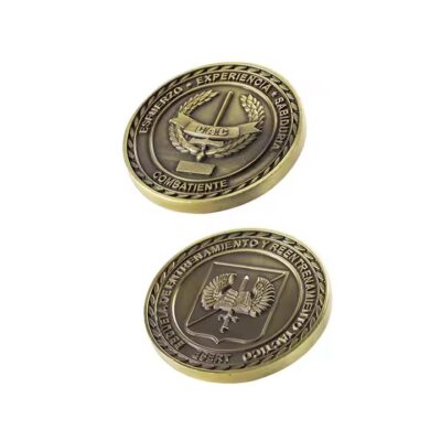 Custom brass challenge coin with 3D military-style engraving