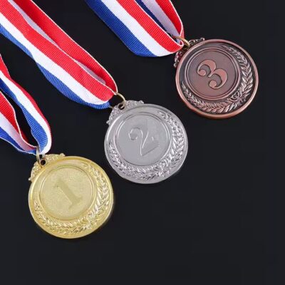 Custom Metal Sports Medal with Logo and Ribbon
