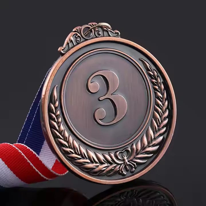 Custom Metal Sports Medal with Logo and Ribbon