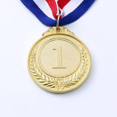 Custom Metal Sports Medal with Logo and Ribbon