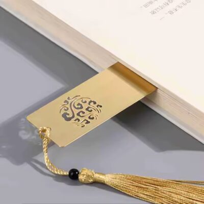 Luxury hollow-out brass metal bookmark with creative cutout design