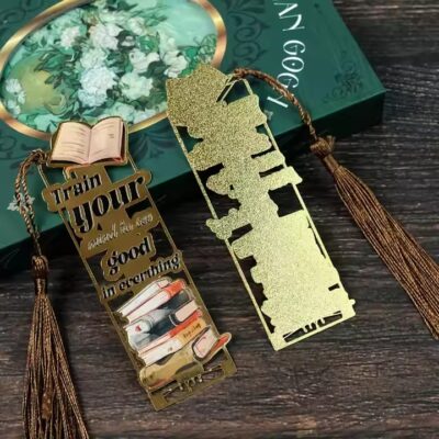 Premium luxury metal bookmark with elegant textured design