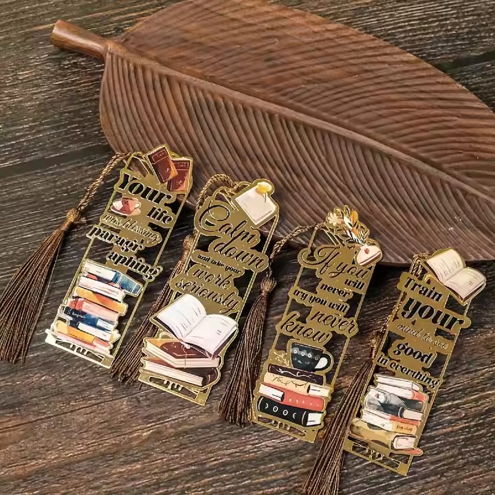 Premium luxury metal bookmark with elegant textured design