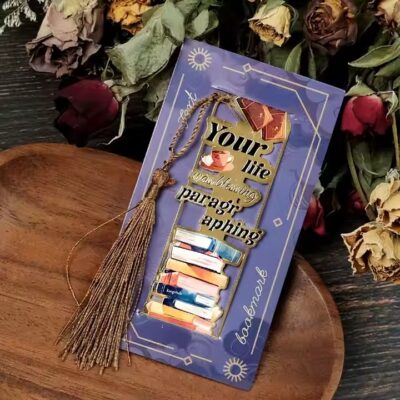 Premium luxury metal bookmark with elegant textured design