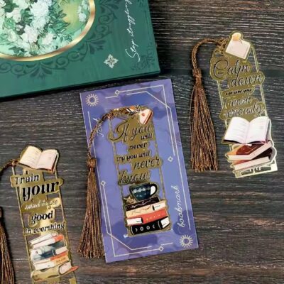 Premium luxury metal bookmark with elegant textured design