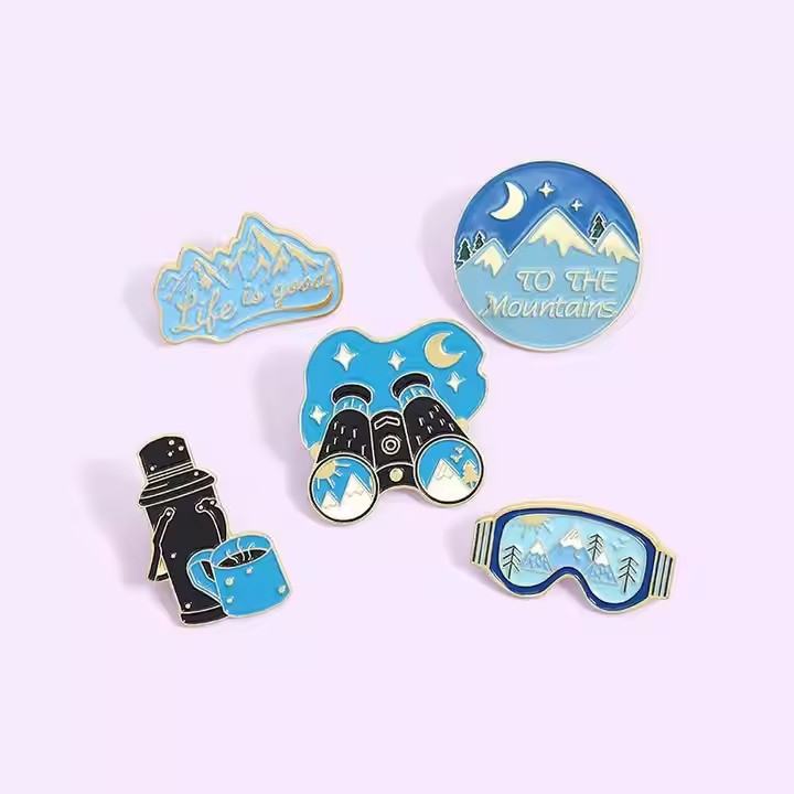 Assorted cute metal pins with colorful and durable designs
