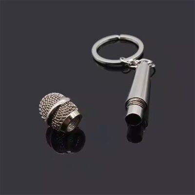 Custom Mini Hip Hop Microphone Metal Keychain