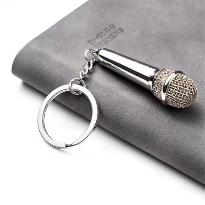 Custom Mini Hip Hop Microphone Metal Keychain