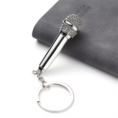 Custom Mini Hip Hop Microphone Metal Keychain