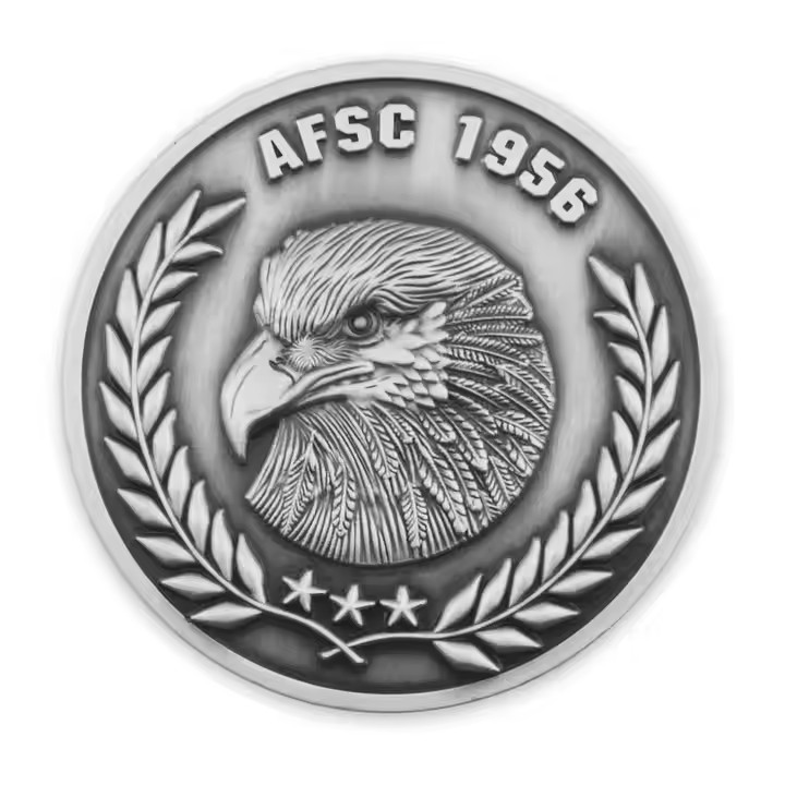 Custom 3D brass enamel coin with colored metal detailing