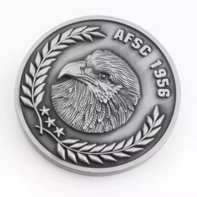 Custom 3D brass enamel coin with colored metal detailing