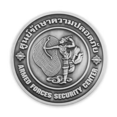Custom 3D brass enamel coin with colored metal detailing
