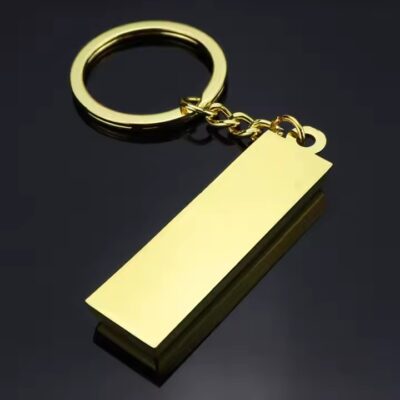 Custom 3D Gold Bar Keychain with Engraved Logo