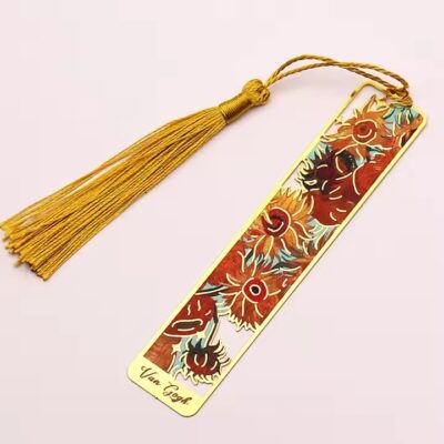 Custom 3D enamel metal bookmark with decorative tassel