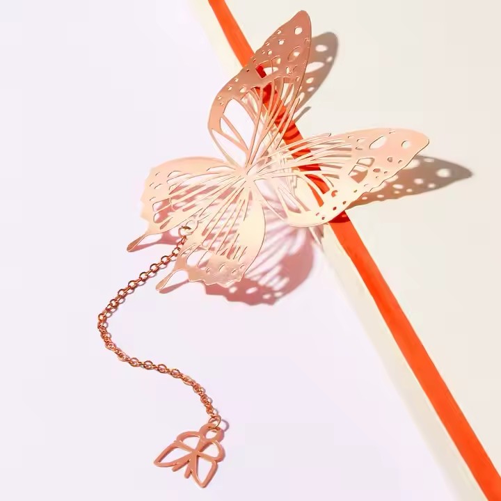 Custom 3D metal bookmark with colorful tassel and engraved design