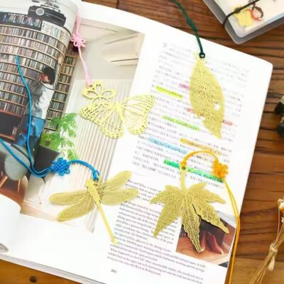 Custom 3D metal bookmark with colorful tassel and engraved design