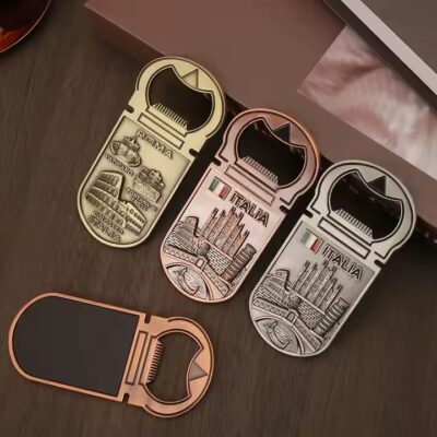 Custom metal fridge magnet bottle opener with logo