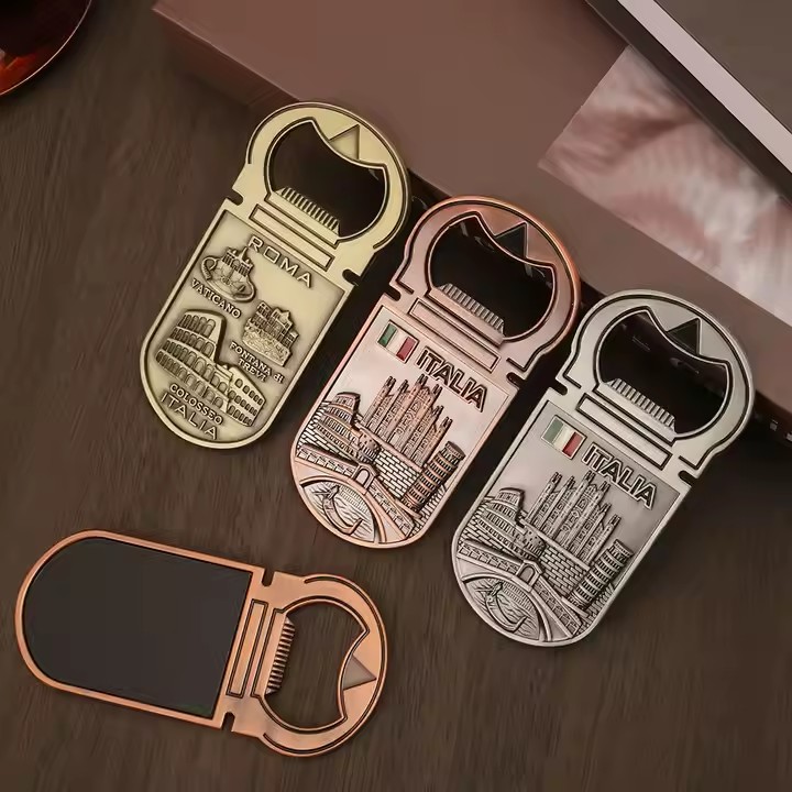 Custom metal fridge magnet bottle opener with logo