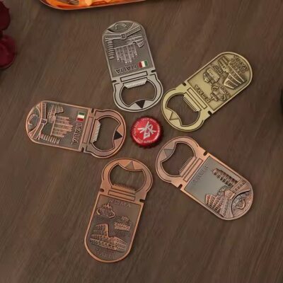 Custom metal fridge magnet bottle opener with logo