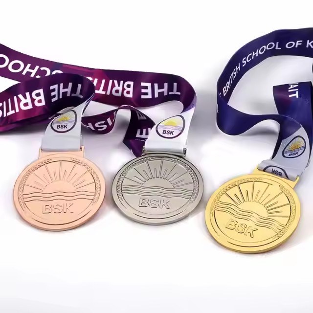 Custom Jiu-Jitsu Sports Metal Medal with Ribbon