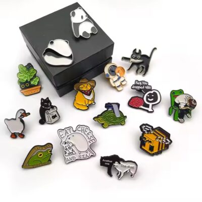Custom enamel metal lapel pin with animal design