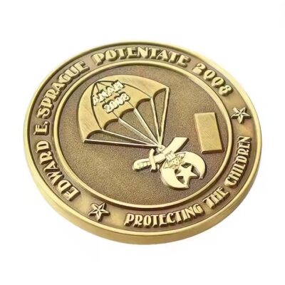 Custom antique 3D colorful metal coin with intricate design

