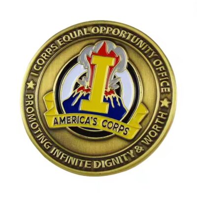 Custom antique 3D colorful metal coin with intricate design

